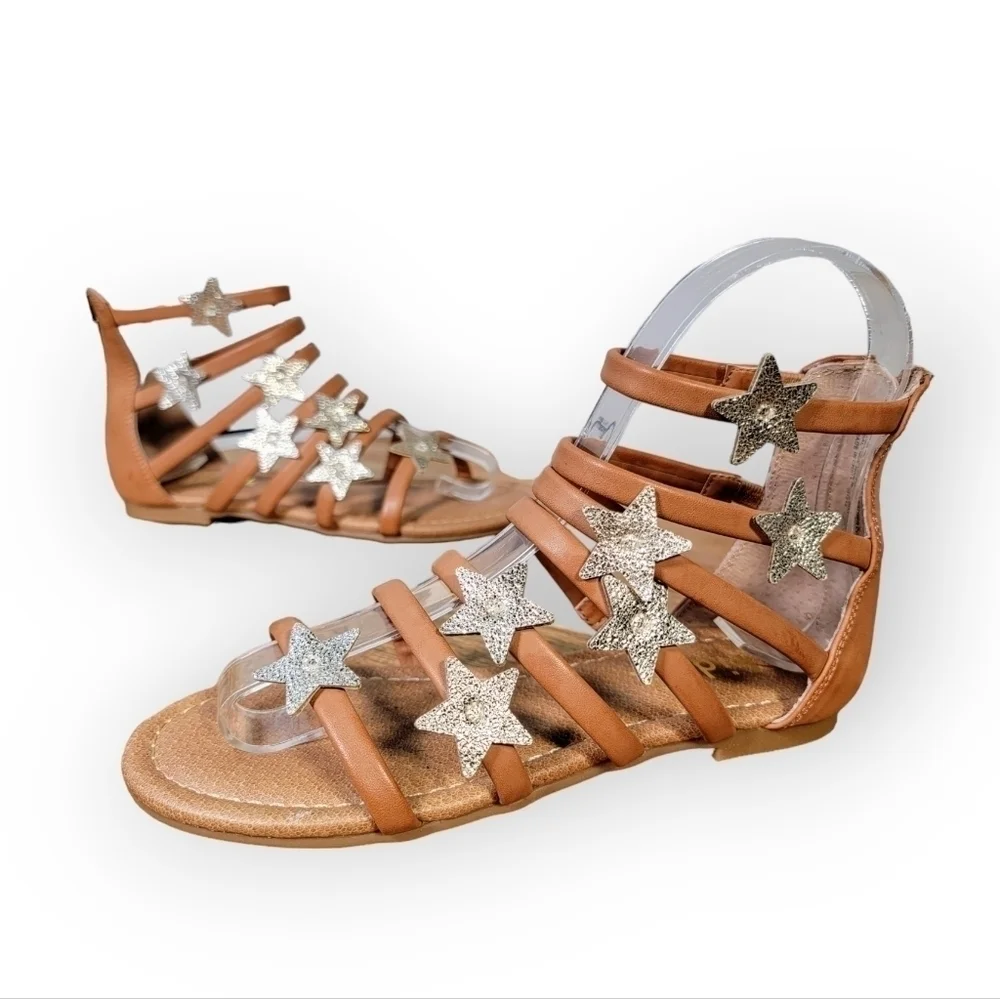 Kidpik Gold Stars Gladiator Sandals Size 1